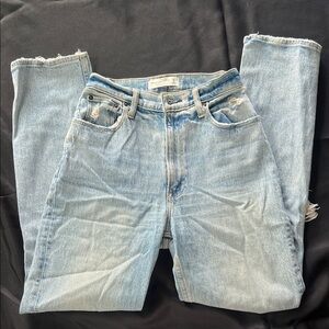Abercrombie & Fitch Light Blue Straight Leg Jeans with Fray